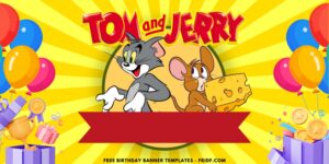 (Free Canva Template) Classic Fun Tom & Jerry Birthday Backdrop Templates D