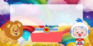 (Free Canva Template) Delightful Rainbow Plim Plim Birthday Backdrop Templates A