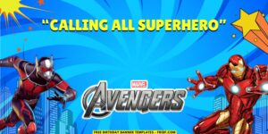 (Free Canva Template) Super Epic Avengers Birthday Backdrop Templates C