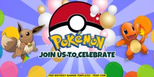 (Free Canva Template) Cute Pokémon Universe Birthday Backdrop Templates B