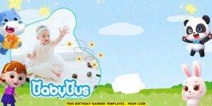 (Free Canva Template) Magical BabyBus Birthday Banner Templates D