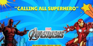 (Free Canva Template) Super Epic Avengers Birthday Backdrop Templates D