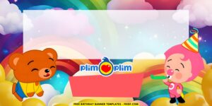 (Free Canva Template) Delightful Rainbow Plim Plim Birthday Backdrop Templates B