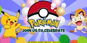(Free Canva Template) Cute Pokémon Universe Birthday Backdrop Templates C