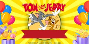 (Free Canva Template) Classic Fun Tom & Jerry Birthday Backdrop Templates E