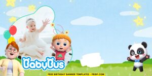 (Free Canva Template) Magical BabyBus Birthday Banner Templates E
