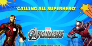 (Free Canva Template) Super Epic Avengers Birthday Backdrop Templates E