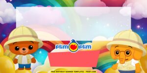 (Free Canva Template) Delightful Rainbow Plim Plim Birthday Backdrop Templates C