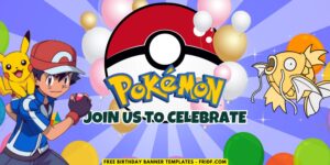 (Free Canva Template) Cute Pokémon Universe Birthday Backdrop Templates D