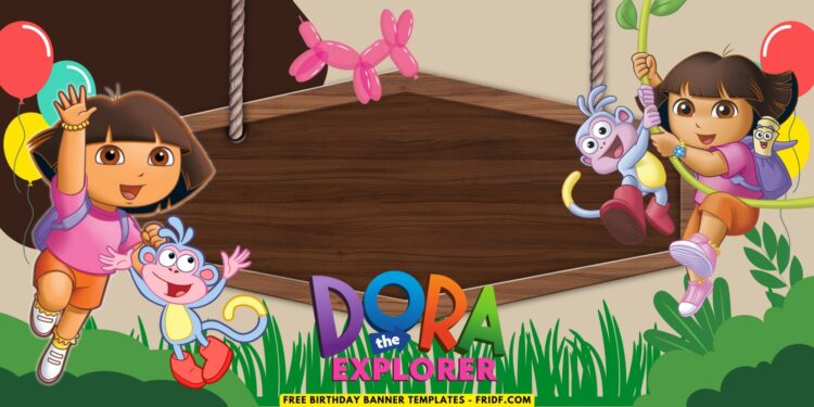 (Free Canva Template) Dora's Jungle Adventure Birthday Banner Templates ...