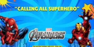 (Free Canva Template) Super Epic Avengers Birthday Backdrop Templates F
