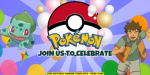 (Free Canva Template) Cute Pokémon Universe Birthday Backdrop Templates E