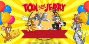 (Free Canva Template) Classic Fun Tom & Jerry Birthday Backdrop Templates G