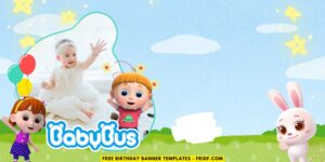 (Free Canva Template) Magical BabyBus Birthday Banner Templates F