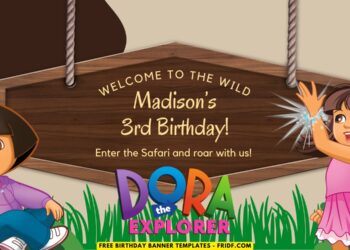 (Free Canva Template) Dora's Jungle Adventure Birthday Banner Templates