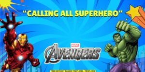 (Free Canva Template) Super Epic Avengers Birthday Backdrop Templates G