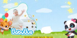 (Free Canva Template) Magical BabyBus Birthday Banner Templates G