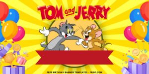 (Free Canva Template) Classic Fun Tom & Jerry Birthday Backdrop Templates I
