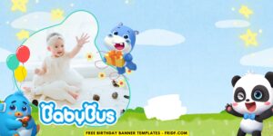 (Free Canva Template) Magical BabyBus Birthday Banner Templates J