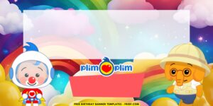 (Free Canva Template) Delightful Rainbow Plim Plim Birthday Backdrop Templates D