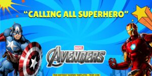 (Free Canva Template) Super Epic Avengers Birthday Backdrop Templates I