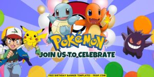 (Free Canva Template) Cute Pokémon Universe Birthday Backdrop Templates G