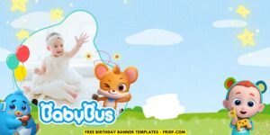 (Free Canva Template) Magical BabyBus Birthday Banner Templates H