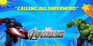 (Free Canva Template) Super Epic Avengers Birthday Backdrop Templates H