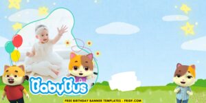 (Free Canva Template) Magical BabyBus Birthday Banner Templates I