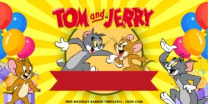 (Free Canva Template) Classic Fun Tom & Jerry Birthday Backdrop Templates A