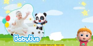 (Free Canva Template) Magical BabyBus Birthday Banner Templates K