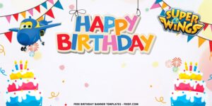 (Free Canva Template) Charming Super Wings Birthday Banner Templates A