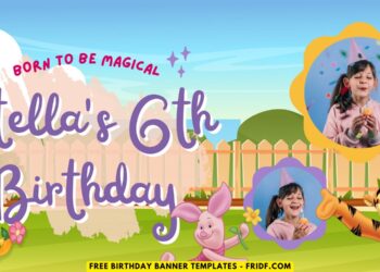 (Free Canva Template) Beloved Winnie The Pooh Birthday Backdrop Templates