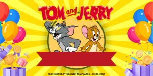 (Free Canva Template) Classic Fun Tom & Jerry Birthday Backdrop Templates B