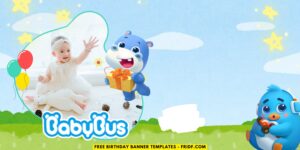 (Free Canva Template) Magical BabyBus Birthday Banner Templates A