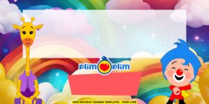 (Free Canva Template) Delightful Rainbow Plim Plim Birthday Backdrop Templates F