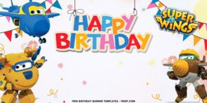 (Free Canva Template) Charming Super Wings Birthday Banner Templates B