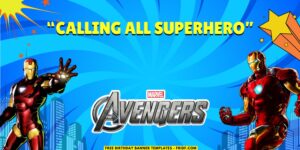 (Free Canva Template) Super Epic Avengers Birthday Backdrop Templates A