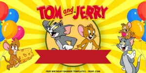 (Free Canva Template) Classic Fun Tom & Jerry Birthday Backdrop Templates C