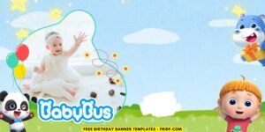 (Free Canva Template) Magical BabyBus Birthday Banner Templates B
