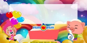 (Free Canva Template) Delightful Rainbow Plim Plim Birthday Backdrop Templates G