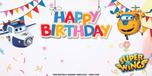 (Free Canva Template) Charming Super Wings Birthday Banner Templates C