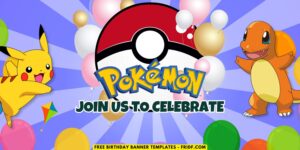(Free Canva Template) Cute Pokémon Universe Birthday Backdrop Templates A