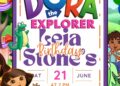 FREE Editable Dora the Explorer Birthday Invitations