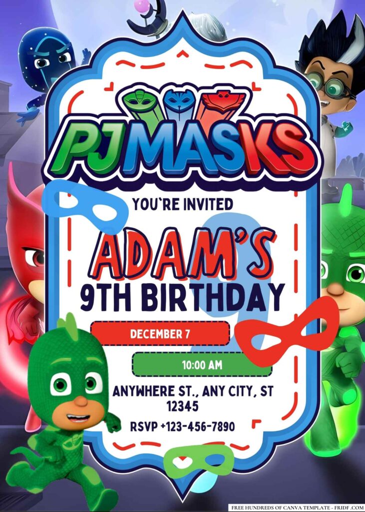 FREE Editable PJ Masks Birthday Invitations