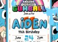 FREE Editable The Amazing World of Gumball Birthday Invitations