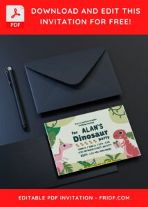 1 14 - Images of (Free PDF Invitation) Dino First Birthday Invitation - Template no. 10