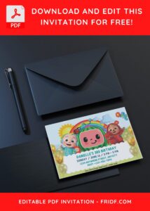 Cocomelon Rainbow & Butterfly Birthday Invitation with 