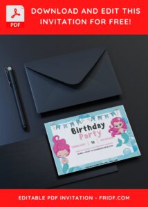 1 29 - Images of (Free PDF Invitation) Sea-lebration Mermaid Children Birthday Invitation - Template no. 10