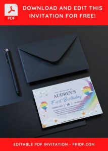 Kids Invitation With Rainbow